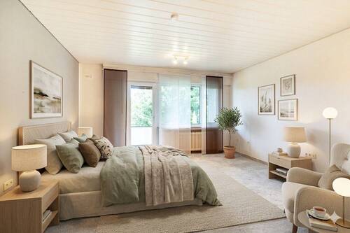 Schlafzimmer mit Balkonzugang - KI generiert - 