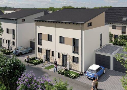 Außenansicht Hauseingang Pultdach - 4 Zimmer Doppelhaushälfte in Marktheidenfeld