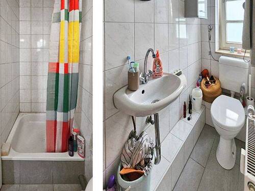 Badezimmer mit Dusche und WC - 