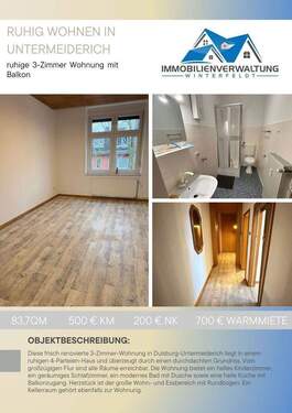 Titelbild - Charmante, frisch renovierte 3-Zimmer-Wohnung mit Balkon in ruhiger Lage von Duisburg-Untermeiderich