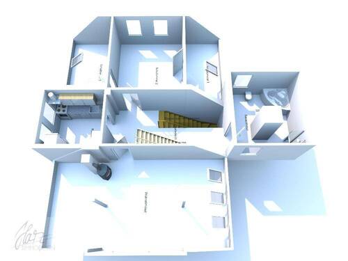 3D-Ansicht - untere Wohnebene - 