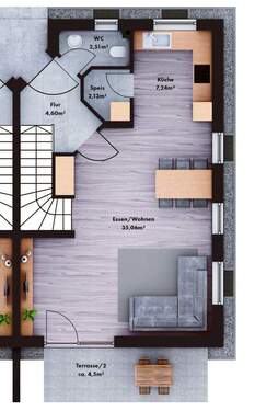 Visualisierung EG rechts - Doppelhaushälfte mit 130,00 m&sup2; in Karlskron zum Kaufen