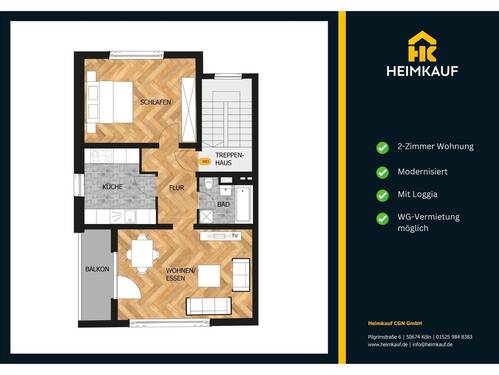 2 - 2 Zimmer Etagenwohnung in Köln