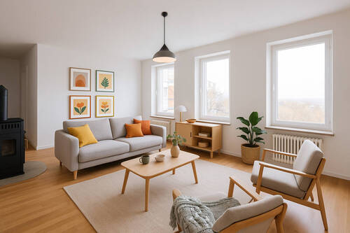 Wohnzimmer 2 - Erstbezug nach Sanierung! Weitläufige 5-Zimmer-Gründerzeitwohnung mit Balkon - am Volkspark