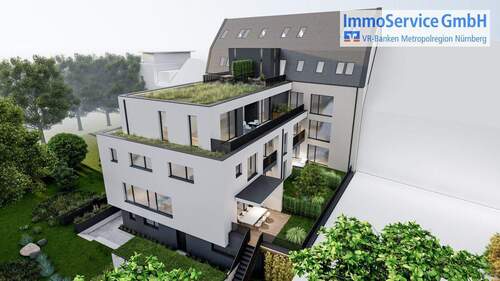 Visualisierung Tag Ansicht oben - Großzügige 2,5-Zimmer-Eigentumswohnung auf ca. 79 m², mit Terrasse und Dachgarten in St. Johannis.
