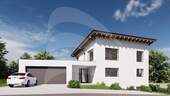 Visualisierung Nordansicht - KFW40 Neubau: Individuelles Einfamilienhaus - auf Wunsch mit Keller und Garage