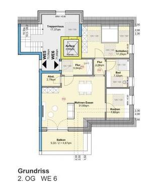 2 Genehmigungsplanung_2.OG WE 6, gr. - 3 - Zi Wohnung im Neubau 6 Parteien Haus in Siedlungshausen (Winterberg)