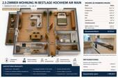 Grundriss und WF-Berechnung - 2 Zimmer Etagenwohnung zur Miete in Hochheim
