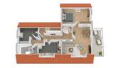 Grundriss Wohnung Dachgeschoss - 