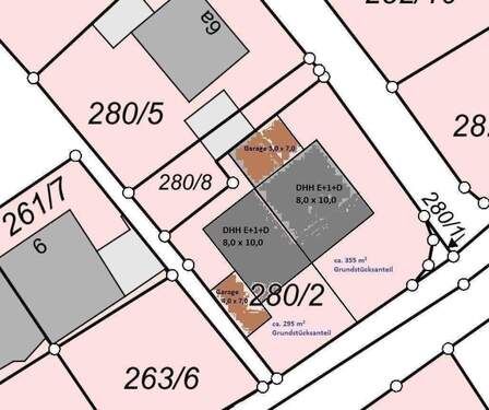 Lageplan 295 m² zu 355 m².jpg - Doppelhaushälfte mit 120,00 m² in Forstern zum Kaufen
