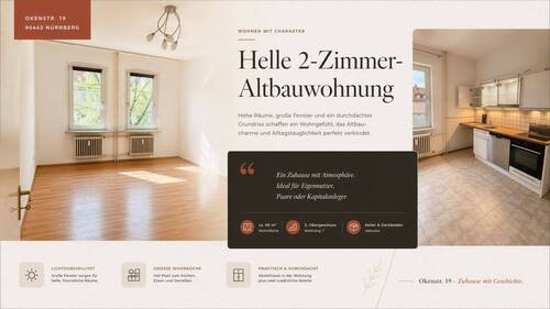 Expose - Sonnige 2-Zimmer-Eigentumswohnung im Altbau, 3. OG, ca. 66 m2, Keller & Dachboden