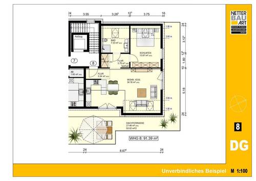 Whg. 8 Dachgeschoss.jpg - 2 Zimmer Etagenwohnung zum Kaufen in Nürnberg
