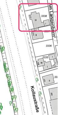 Lageplan mit Haus, 2 Garagen hinten und Anbau von 1996 Einlieger Wohnung - 