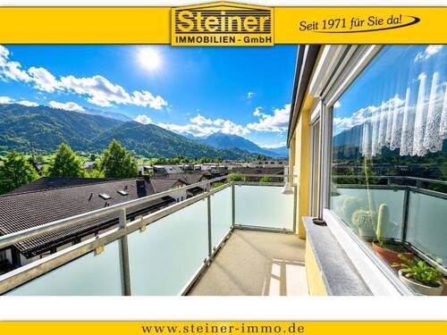 Blick vom Balkon - TOP OF Garmisch-Partenkirchen: 2-Zimmer-Wohnung ca. 49 m², 5. OG, LIFT, EBK, Balkon, Keller, Stellplatz