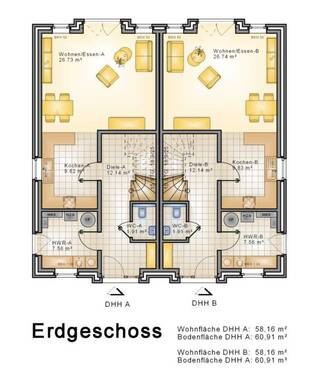 Erdgeschoss - 4 Zimmer Doppelhaushälfte in Jade