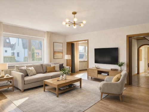 Wohnzimmer EG - Homestaging - Doppelhaushälfte mit 160,00 m&sup2; in Neuss zum Kaufen