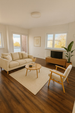 Wohnzimmer (Einrichtungsbeispiel) - Berlin-Tempelhof: Erstbezug nach Sanierung – helle 3-Zimmer-Wohnung mit Balkon, ruhiger Lage & modernem Wohngefühl für Paare und Familien