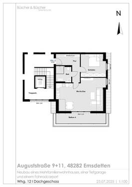 Whg 12 _ Dachgeschoss-1 - 2 Zimmer Etagenwohnung in Emsdetten