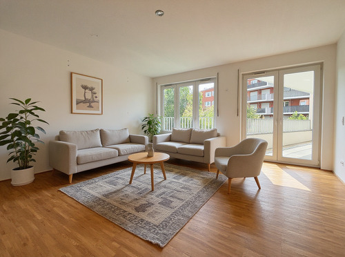 Wohnzimmer - staged - Keine Käuferprovision! Attraktive 4-Zimmer-Wohnung mit Loggia, EBK und TG-Stellplatz