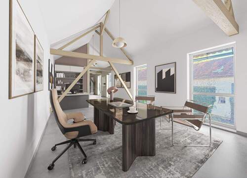 Einrichtungsbeispiel Büroräume - Raumwunder mit Ausbaupotential: Teilsaniertes Anwesen mit Büroeinheit in ruhiger Lage