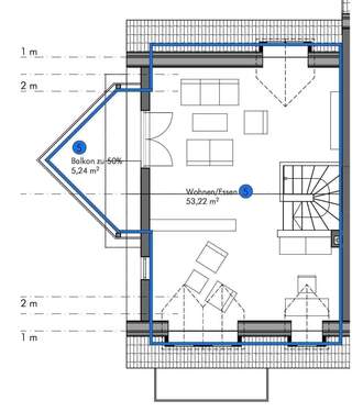 Wohnung Nr 5, obere Etage mit Westbalkon - 