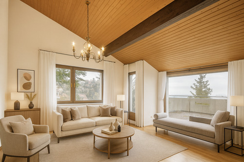 Wohnzimmer (visualisiert) - 3 Zimmer Etagenwohnung zum Kaufen in Gerlingen