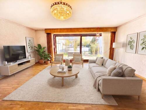 Wohnzimmer (KI-visualisiert) - Reihenmittelhaus mit 161,00 m&sup2; in Stuttgart zum Kaufen