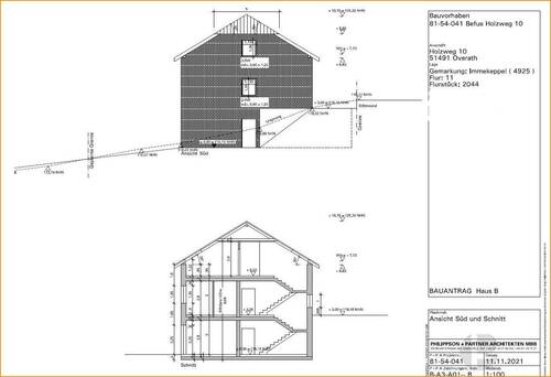 Ansicht Süd und Schnitt - 