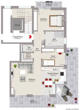 Haus B Obergeschoss links - 