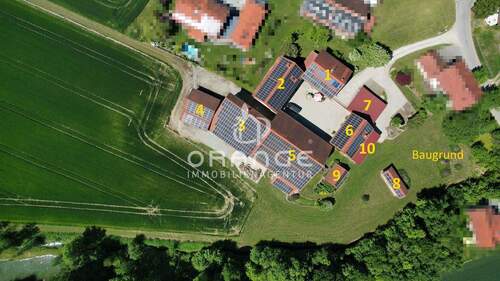 Luftansicht aller Liegenschaften - 