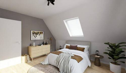 Helles und komfortables Schlafzimmer - Einfamilienhaus mit geräumiger Küche und Terrasse