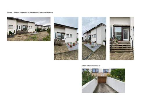 Frontansicht und Garagenzugang - 