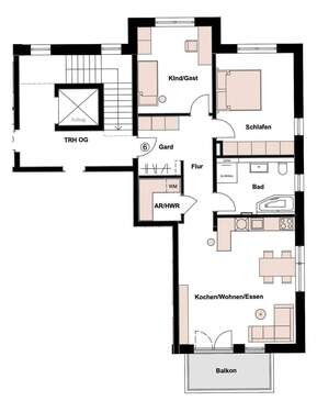 Grundriss W6 im 1. OG.jpg - Jetzt zu besichtigen! Sonnige 3-Zimmer-Neubau-Whg., Bad mit Fenster, Abstellraum, Balkon mit Markise, Südwest-Lage im 1.OG, u.v.m.