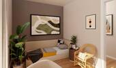 Schlafzimmer mit einem bodentiefen Fenster - 1 Zimmer Etagenwohnung zum Kaufen in Berlin
