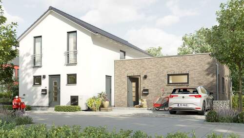 Einfamilienhaus-Aura-125-Mehrgenerationen-Klinker-Strassenansicht.jpg - 4 Zimmer Einfamilienhaus zum Kaufen in Pluwig