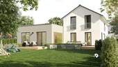 Einfamilienhaus-Aura-125-Mehrgenerationen-Putz-Gartenansicht.jpg - 4 Zimmer Einfamilienhaus in Pluwig