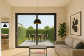 Der Wohnbereich mit Blick auf die Terrasse und den Garten - 3 Zimmer Etagenwohnung zum Kaufen in Velpke