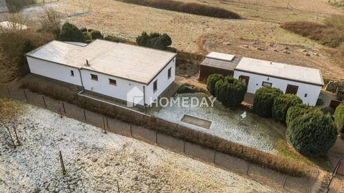 Außenansicht Drohne 1 - Rückzugsort am Feldrand: barrierefreier Bungalow mit Weitblick