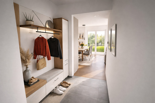 Eingangsbereich mit Garderobe - 2 Zimmer Etagenwohnung zum Kaufen in Veitsbronn