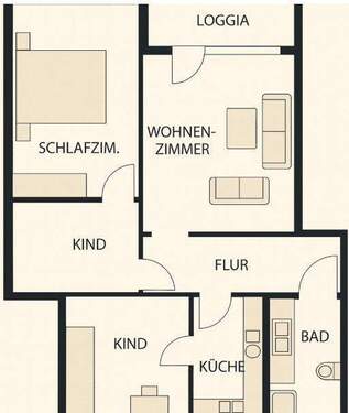 GrundR aufber. - Helle 4-Zimmer-Wohnung mit Loggia in Waldkraiburg