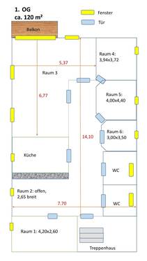 Skizze der Fläche im 1. OG - 
