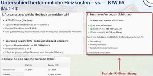 Unterschied herk. Heizkosten gegenüber KfW55 (lt.KI) - 