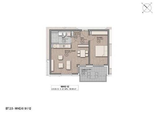 CAM BT2.5 - WHG 6/9/12 - 2 Zimmer Etagenwohnung zum Kaufen in Aachen