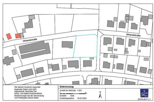 Lageplan Grundstück Uhlandstraße Bopfingen - Großzügiges Baugrundstück in begehrter Lage von Bopfingen zu erwerben