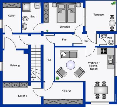 Keller mit Einliegerwohnung - 