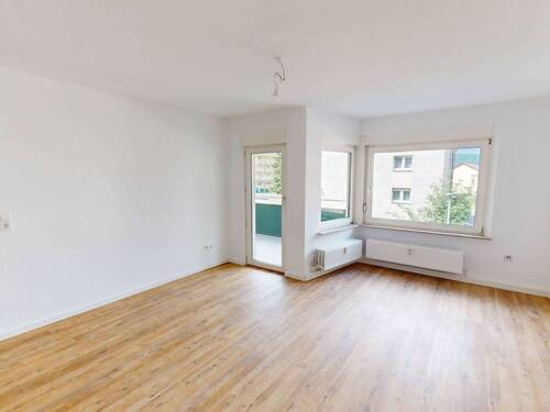 Ansicht I: Wohn- und Esszimmer - Helle und moderne 3-Zimmer-Wohnung mit BALKON in fußläufiger Nähe zum Ufer des Main