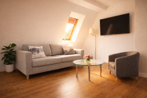Wohnzimmer Digitales Staging DG - 3-4-Zimmer DG-Wohnung im Kern von Cannstatt - BIETERVERFAHREN 147-187.000 €