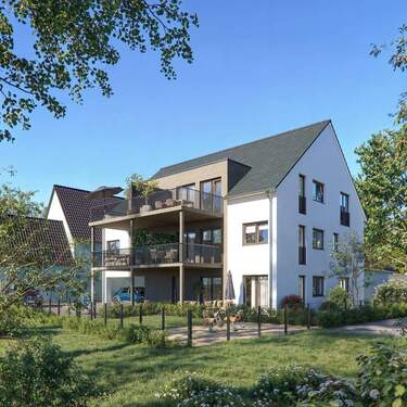 20240701 MFH Strullendorf Gartensnicht 01 1.6K.jpg - Bald Bezugsfertig - Neubau - Helle 3 Zimmer DG Wohnung in Strullendorf