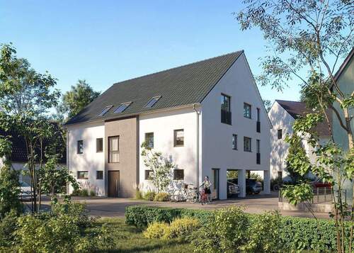 20240701 MFH Strullendorf Straßenansicht 01 1.6K.j - 3 Zimmer Etagenwohnung zum Kaufen in Hirschaid