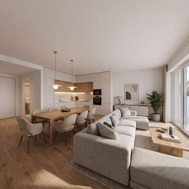 Wohn- und Esszimmer / KI-Staging
- Etagenwohnung mit 96,00 m&sup2; in Rieseby zum Kaufen